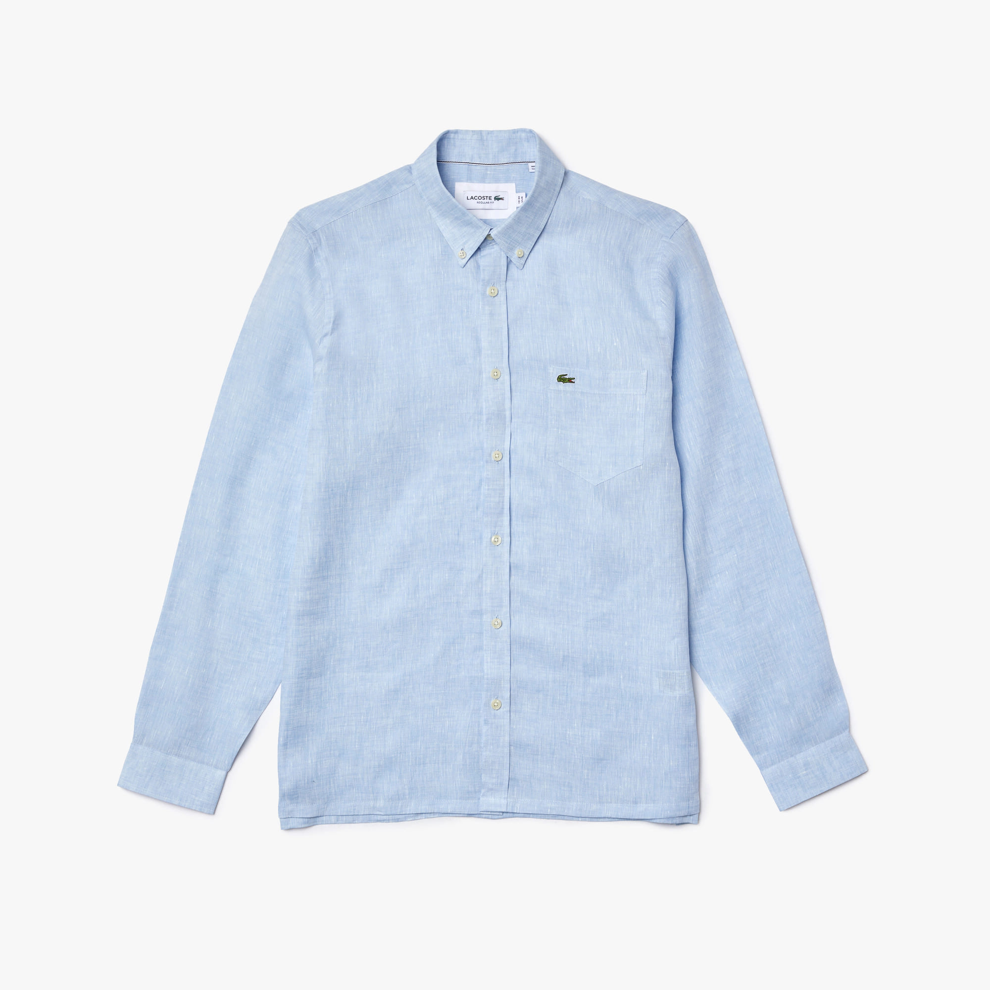 LACOSTE shirt long sleeve plain color linen